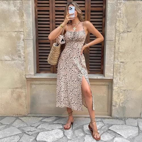 FUMRX Women's Summer Small Floral Print Sling Dress