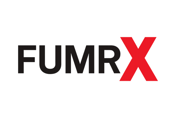 A clean, modern text logo for FUMRX, where FUMR is in black and X is in red and larger